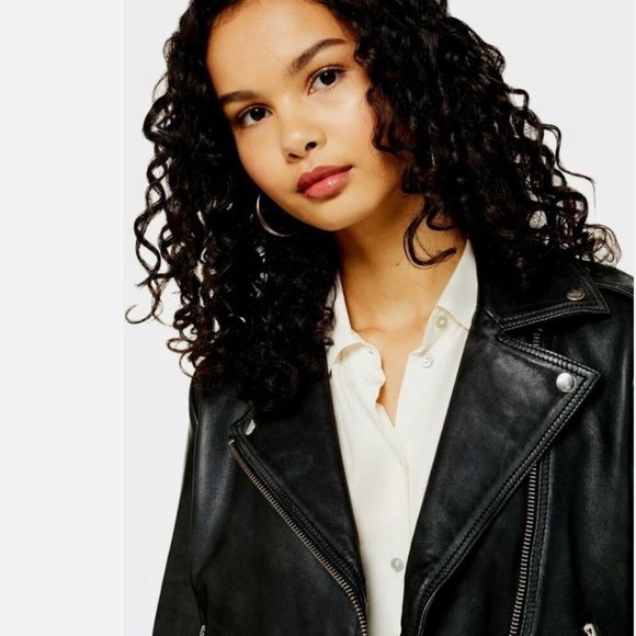 NWT! TopShop Black Faux Leather “Biker Moto” Jacket Size 4 Petite - Picture 2 of 10